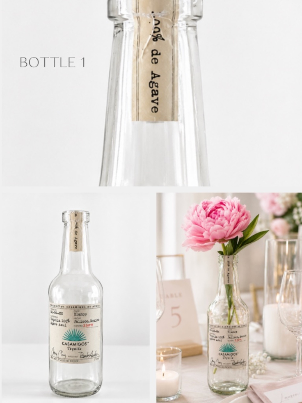 Casamigos Tequila 100% Agave Azul Empty 375 ML Bottles Cluster of 4 - Wedding